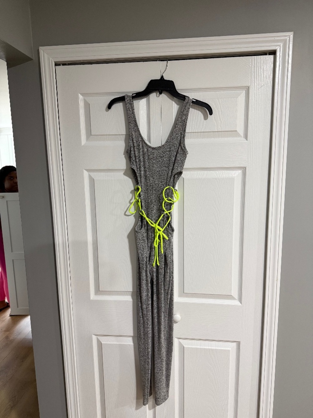 Sexy grey and neon string jumsuit